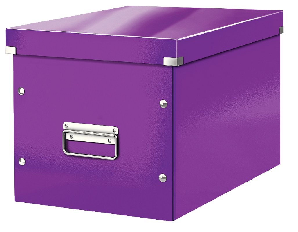 Cutie depozitare LEITZ WOW Click & Store, carton laminat, Cub, mare, mov