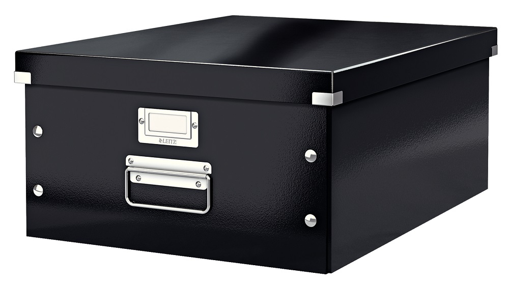 Cutie depozitare LEITZ WOW Click & Store, carton laminat, mare, negru