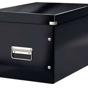 Cutie depozitare LEITZ WOW Click & Store, carton laminat, Cub, mare, negru
