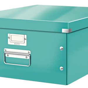 Cutie depozitare LEITZ WOW Click & Store, carton laminat, mare, turcoaz
