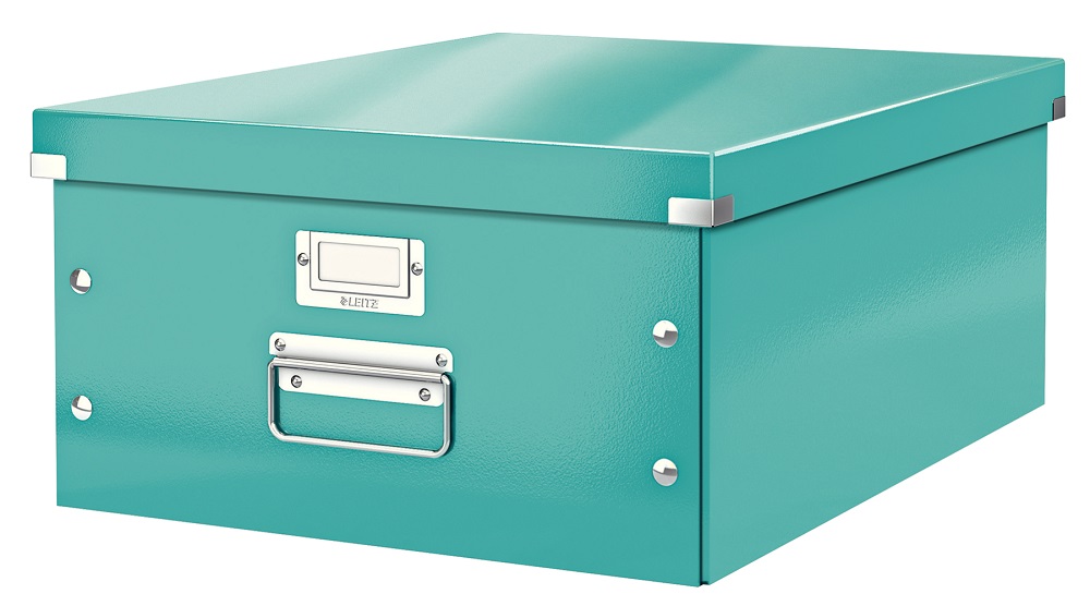 Cutie depozitare LEITZ WOW Click & Store, carton laminat, mare, turcoaz