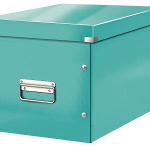 Cutie depozitare LEITZ WOW Click & Store, carton laminat, Cub, mare, turcoaz