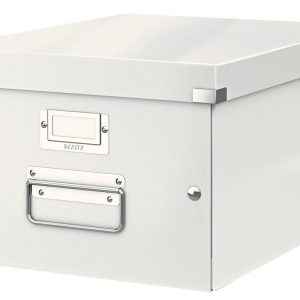 Cutie depozitare LEITZ WOW Click & Store, carton laminat, medie, alb