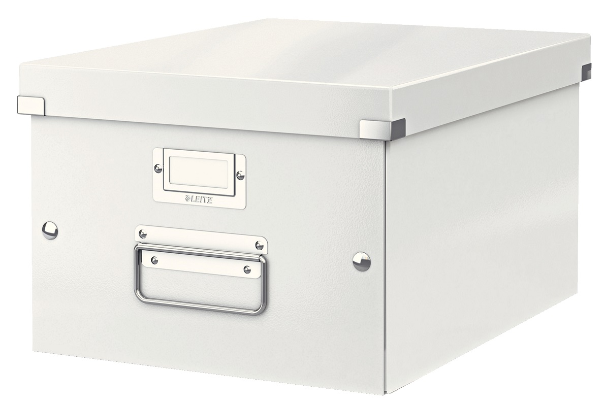 Cutie depozitare LEITZ WOW Click & Store, carton laminat, medie, alb