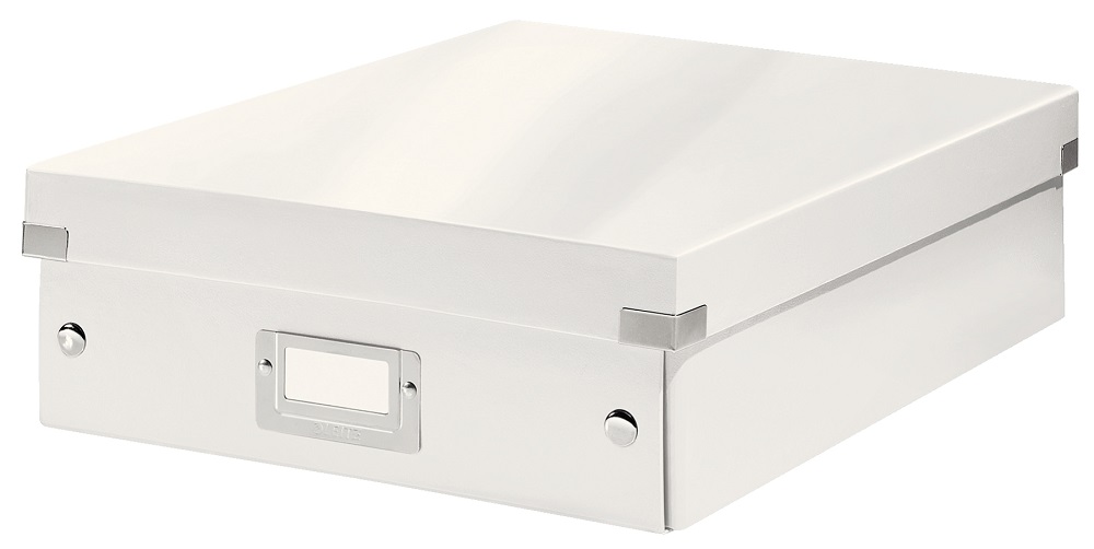 Cutie depozitare LEITZ WOW Click & Store Organizer, carton laminat, medie, alb