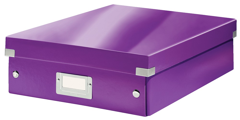 Cutie depozitare LEITZ WOW Click & Store Organizer, carton laminat, medie, mov