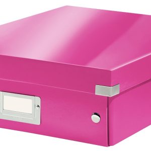 Cutie depozitare LEITZ WOW Click & Store Organizer, carton laminat, medie, roz