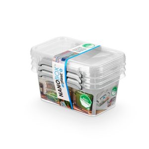 Cutie plastic cu capac, pt alimente, antibacteriala, 3 buc/set, ORPLAST Nanobox - capacitate 500ml