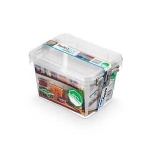 Cutie plastic cu capac, pt alimente, antibacteriala, 2 buc/set, ORPLAST Nanobox - capacitate 2L