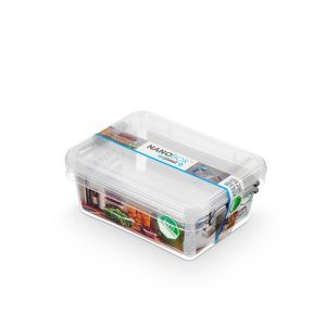 Cutie plastic cu capac, pt alimente, antibacteriala, 2 buc/set, ORPLAST Nanobox - capacitate 1.15L