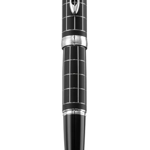 Stilou Diplomat Excellence A plus, cu penita M, aurita 14kt. - Rhomb Guilloche Lapis Black