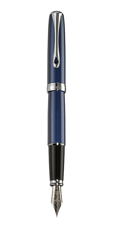 Stilou Diplomat Excellence A2, cu penita M, din otel inoxidabil - Midnight Blue Chrome