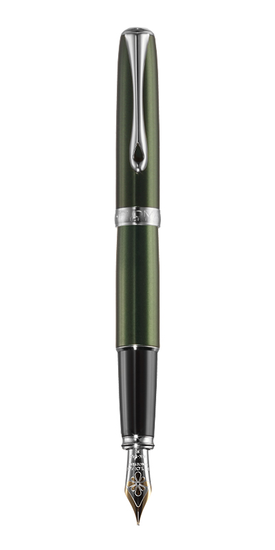 Stilou Diplomat Excellence A2, cu penita M, aurita 14kt. - Evergreen Chrome