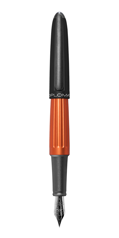 Stilou Diplomat Aero, cu penita M, din otel inoxidabil - black orange