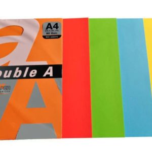 Hartie color pentru copiator A4, 80g/mp, 500coli/top, Double A - 5 culori intense asortate
