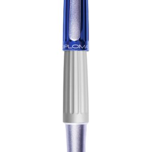 Stilou Diplomat Aero, cu penita M, aurita 14kt. - blue silver - limited edition
