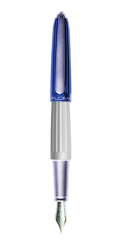 Stilou Diplomat Aero, cu penita M, aurita 14kt. - blue silver - limited edition