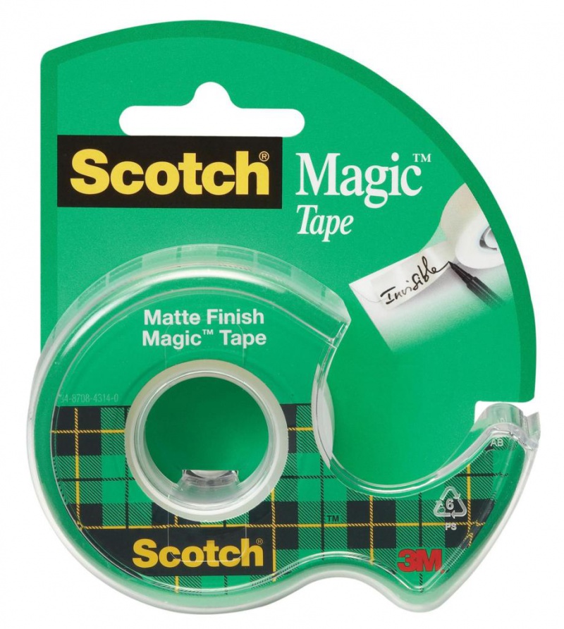 Dispenser cu banda adeziva transparent mata, invizibila la copiere, 19mm x 7.5m, 3M - SCOTCH Magic