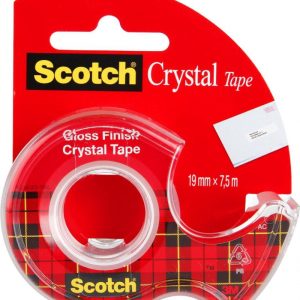 Dispenser cu banda adeziva transparent cristal, se rupe usor, 19mm x 7.5m, 3M - SCOTCH Crystal
