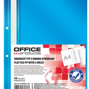 Dosar plastic PP cu sina, cu gauri, grosime 100/170microni, 50 buc/set, Office Products - albastru