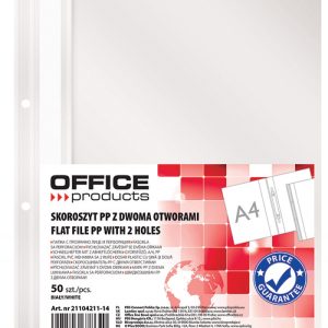 Dosar plastic PP cu sina, cu gauri, grosime 100/170microni, 50 buc/set, Office Products - alb