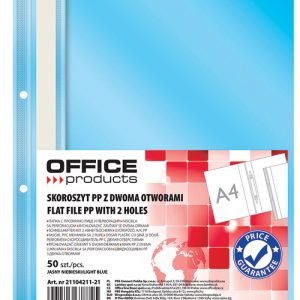 Dosar plastic PP cu sina, cu gauri, grosime 100/170microni, 50 buc/set, Office Products - bleu