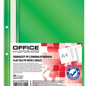 Dosar plastic PP cu sina, cu gauri, grosime 100/170 microni, 50 buc/set, Office Products - verde
