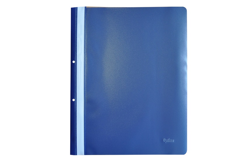 Dosar plastic PP cu sina, cu gauri, grosime 120/180 microni, 10 buc/set, Optima - bleumarin