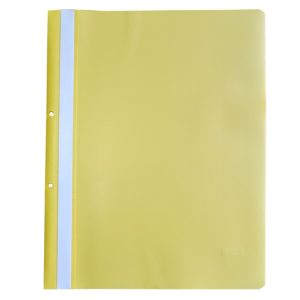 Dosar plastic PP cu sina, cu gauri, grosime 120/180 microni, 10 buc/set, Optima - galben