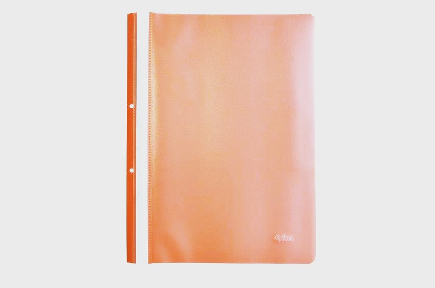 Dosar plastic PP cu sina, cu gauri, grosime 120/180 microni, 10 buc/set, Optima - orange
