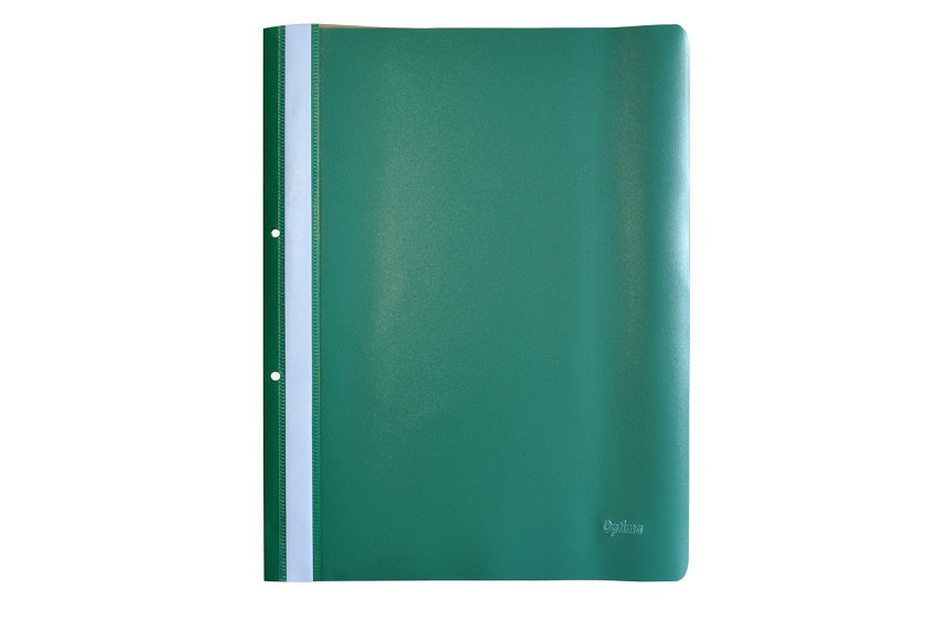 Dosar plastic PP cu sina, cu gauri, grosime 120/180 microni, 10 buc/set, Optima - verde