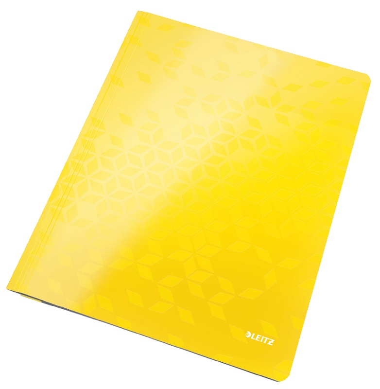 Dosar cu sina Leitz WOW, carton laminat, FSC, A4, 250 coli, galben