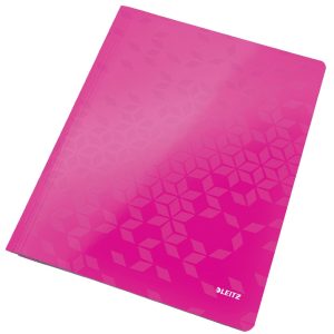 Dosar cu sina Leitz WOW, carton laminat, FSC, A4, 250 coli, roz