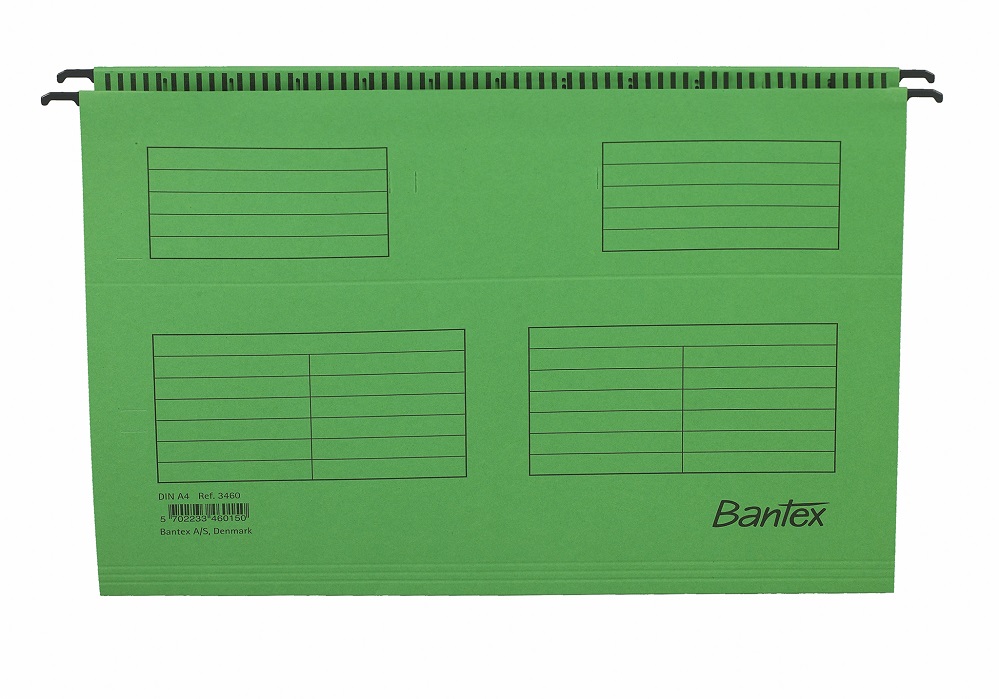 Dosar suspendabil cu eticheta, bagheta metalica, carton 230g/mp, 25 buc/cutie, Bantex - verde