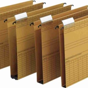 Dosar suspendabil cu burduf 40mm , carton 320g/mp, bagheta metalica, ELBA Vertic - kraft