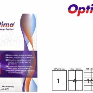 Etichete color autoadezive 4/A4, 105 x 148 mm, 100 coli/top, Optima - galben