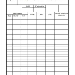 Fisa magazie cartonata, format A5, 200gr.