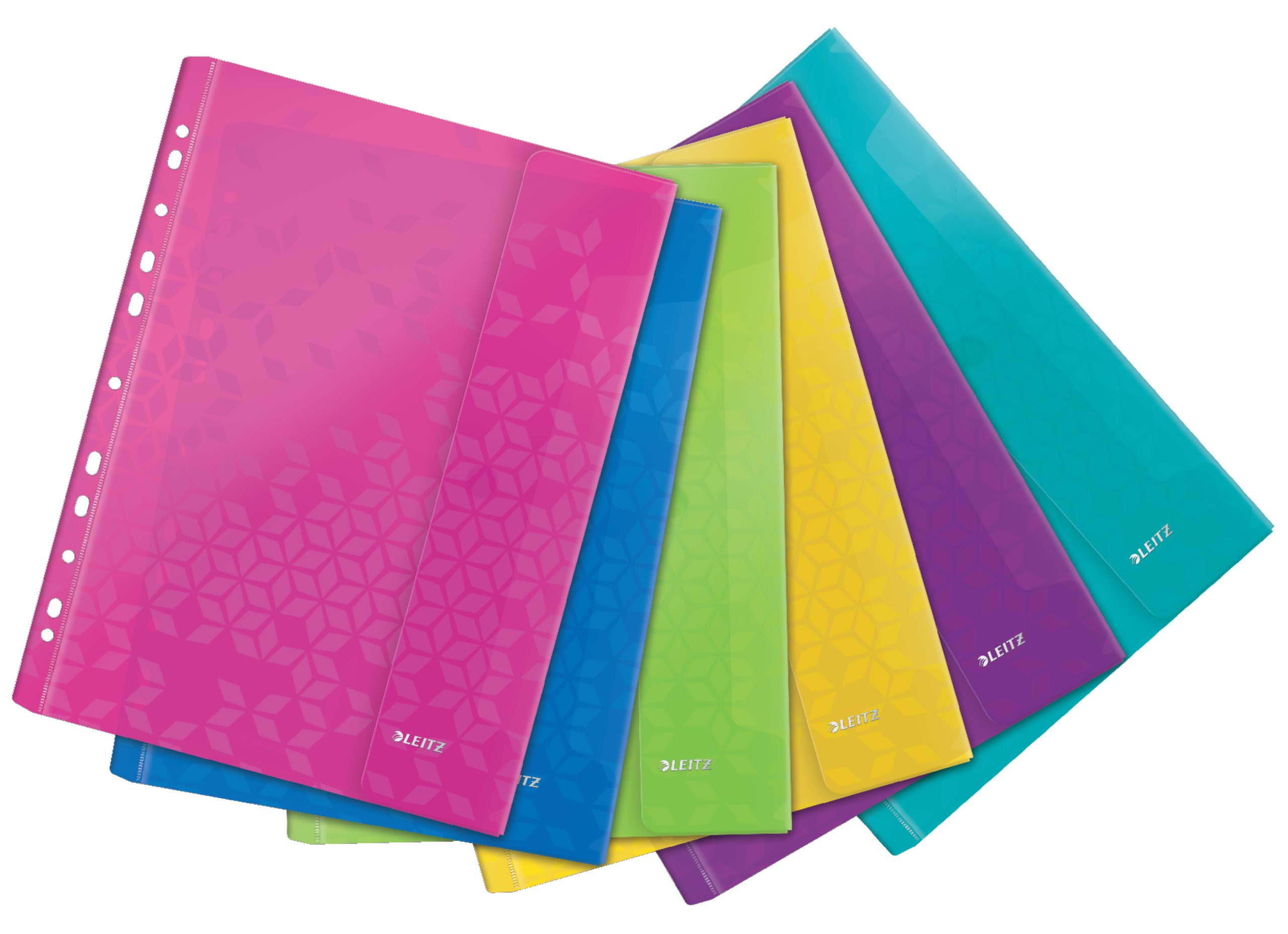 Folie de protectie LEITZ WOW, cu arici, PP, A4, 40 coli, 6 buc/set, diverse culori