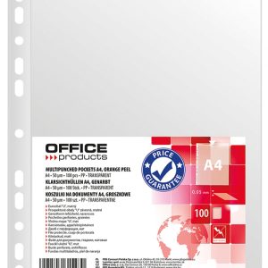 Folie protectie pentru documente A4, 50 microni, 100 folii/set, Office Products - transparenta