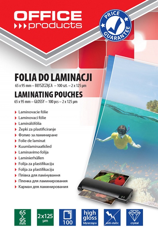 Folie pentru laminare 65 x 95 mm, 125 microni 100buc/top Office Products