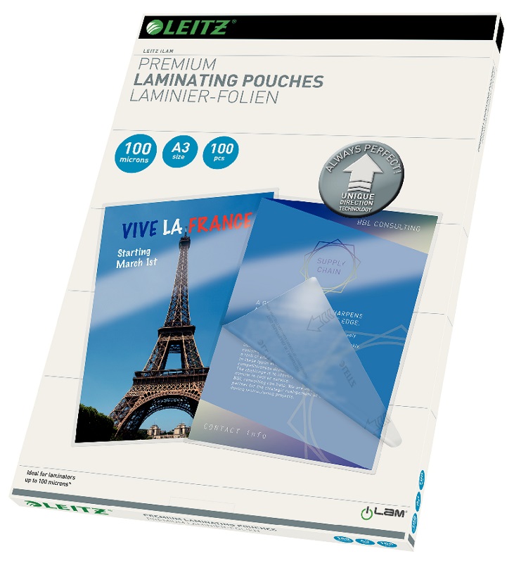 Folie laminare LEITZ UDT, la cald, A3, 100 mic, 100 buc/set