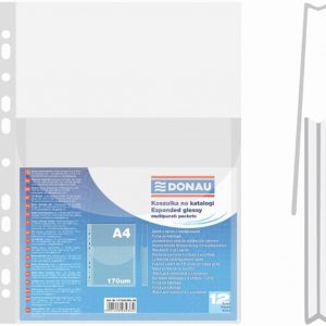 Folie protectie documente A4, cu burduf 20mm, PP - 170 microni, cu clapa verticala, 12/set, DONAU