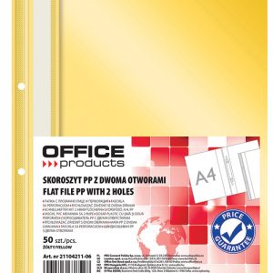 Dosar plastic PP cu sina, cu gauri, grosime 100/170microni, 50 buc/set, Office Products - galben