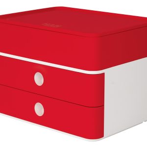 Suport cu 2 sertare + cutie ustensile HAN Allison Smart Box Plus - rosu cherry