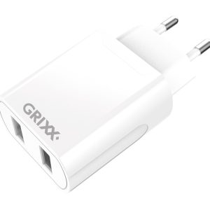 Incarcator priza 220V, GRIXX Optimum - 2 x USB - alb
