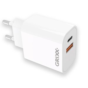 Incarcator priza, 20W, USB-C + USB-A Fast Charging - alb