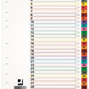 Index carton alb Mylar numeric 1-31, margine PP color, A4, 170g/mp, Q-Connect