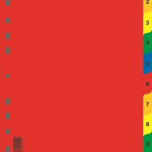 Index plastic color, numeric 1-10, extra wide, A4+, 120 microni, DONAU