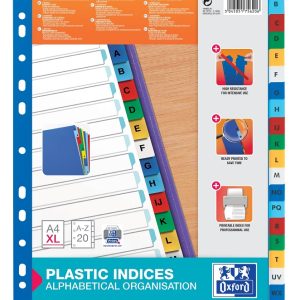Index plastic color alfabetic A-Z, A4 XL, 120 microni, OXFORD