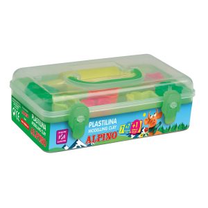 Kit 7 culori x 90gr. plastilina + 7 forme modelaj + roller, ALPINO